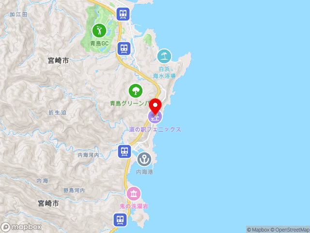 宮崎県の道の駅 フェニックスの地図
