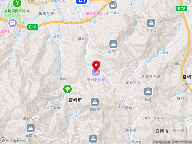 宮崎県の道の駅 田野の地図