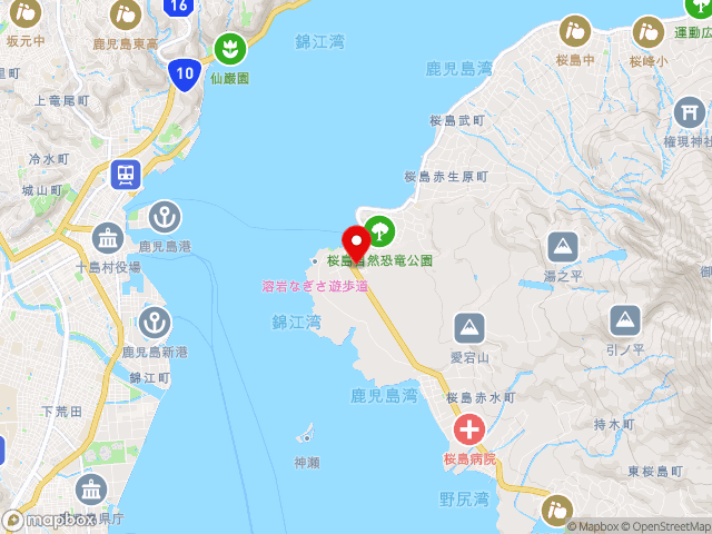 鹿児島県の道の駅桜島の地図