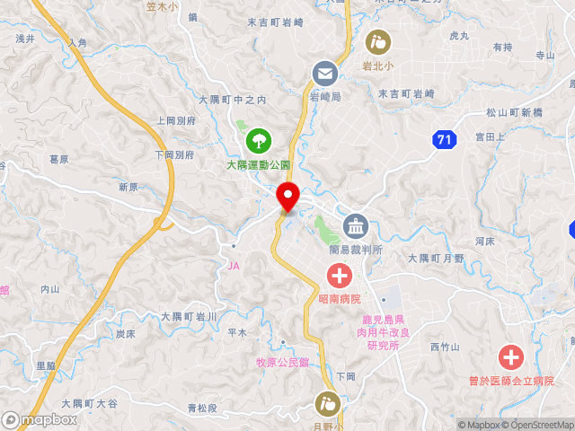 鹿児島県の道の駅おおすみ弥五郎伝説の里の地図