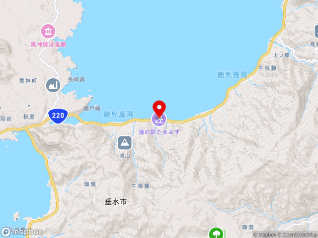 鹿児島県の道の駅たるみずの地図