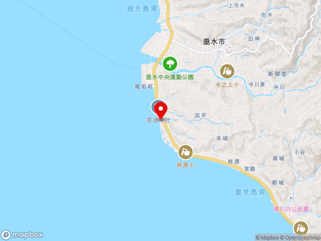 鹿児島県の道の駅たるみずはまびらの地図