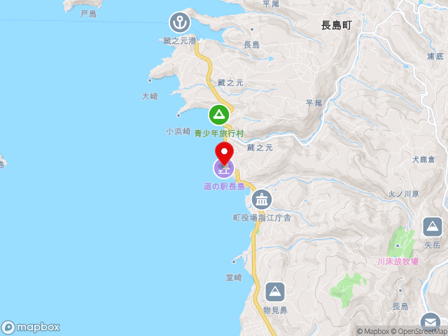 鹿児島県の道の駅長島の地図