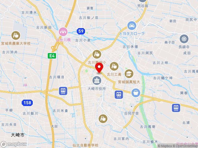 宮城県の道の駅おおさきの地図