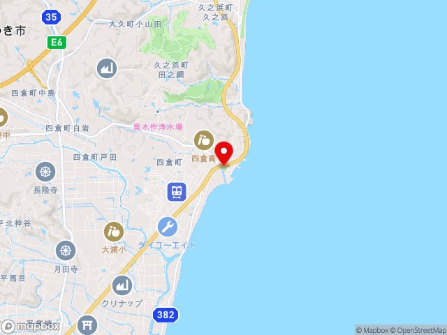 国道6号沿いの道の駅 よつくら港の地図