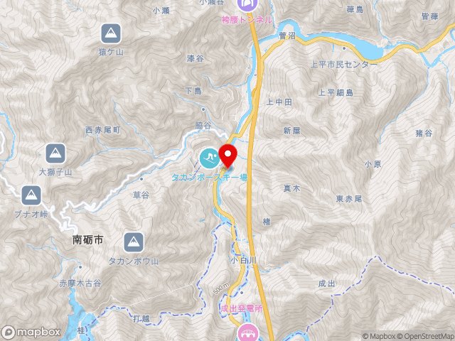 国道156号沿いの道の駅 上平の地図